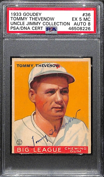 1933 Goudey Tommy Thevenow #36 PSA 5 MC (Autograph Grade 8) - Pop 1 (Highest Grade by 3 Full Grades - Only 5 PSA/DNA Exist) - d. 1957