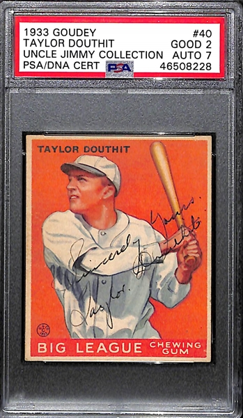1933 Goudey Taylor Douthit #40 PSA 2 (Autograph Grade 7) - Only 2 Graded Higher (d. 1986)
