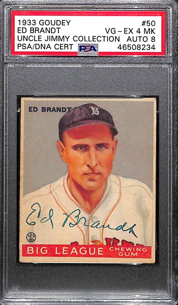 1933 Goudey Ed Brandt #50 PSA 4 MK (Autograph Grade 8) - Pop 1 (Highest Grade - Only 3 Have Been Authenticated by PSA/DNA)  - d. 1973