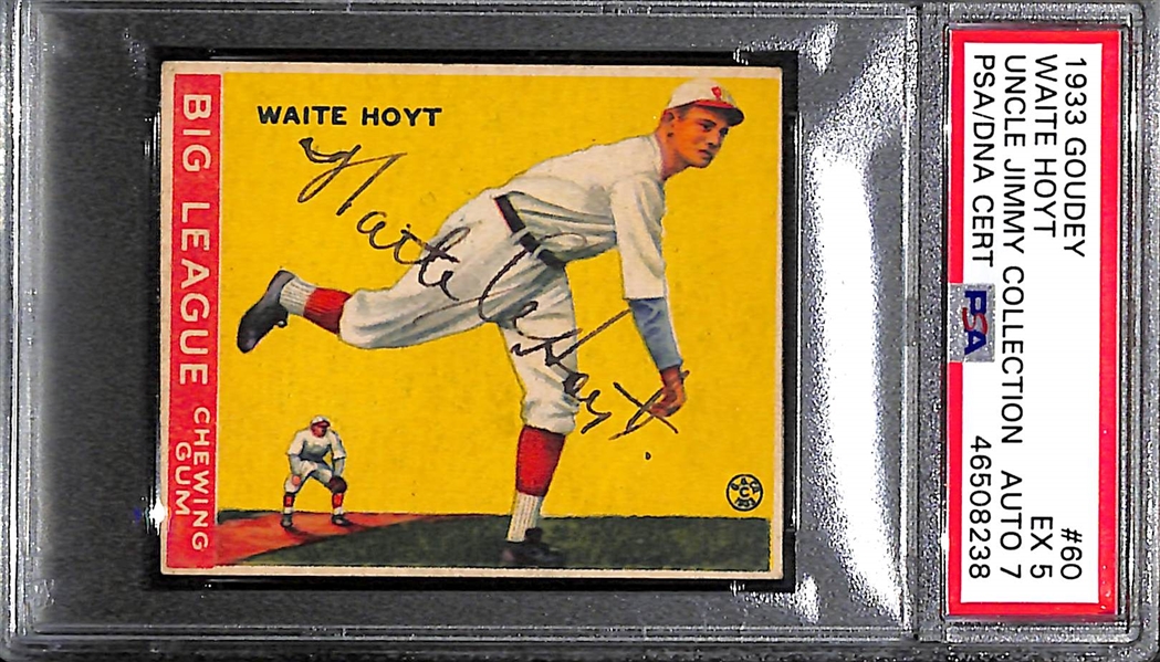1933 Goudey Waite Hoyt (HOF) #60 PSA 5 (Autograph Grade 7) - Only 1 Graded Higher - Only 12 PSA/DNA Graded Examples - d. 1984