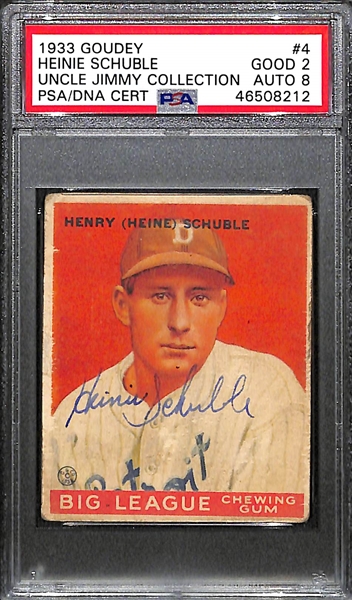 1933 Goudey Heinie Schuble #4 PSA 2 (Autograph Grade 8) - Only 7 PSA/DNA Graded Exist w. Only 1 Graded Higher! (d.1990)