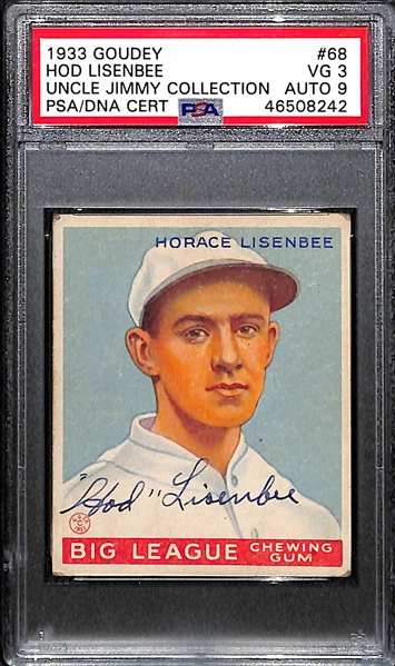 1933 Goudey Hod Lisenbee #68 PSA 3 (Autograph Grade 9) - Pop 1 (Highest Grade of 2 PSA Examples) 
