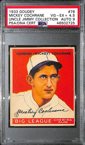 1933 Goudey Mickey Cochrane #76 PSA 4.5 (Autograph Grade 9) - Pop 2 (None Graded Higher of 9 PSA Examples) - d. 1962