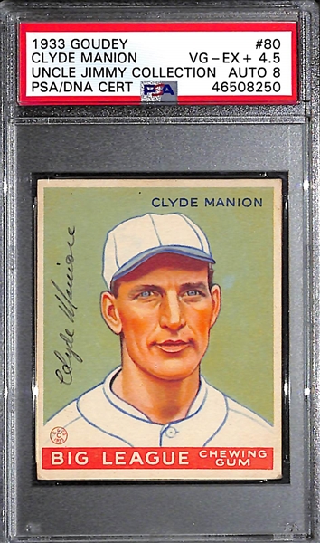 1933 Goudey Clyde Manion #80 PSA 4.5 (Autograph Grade 8) - Pop 2 (None Graded Higher of 4 PSA Examples) - d. 1967