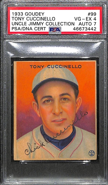 1933 Goudey Tony Cuccinello #99 PSA 4 (Autograph Grade 7) - Pop 2 (None Graded Higher of 9 PSA Graded Examples) d. 1995