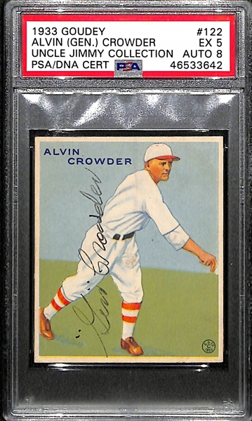 1933 Goudey Alvin (Gen.) Crowder #122 PSA 5 (Autograph Grade 8) - Pop 1 (Highest Graded Example) - Only 3 PSA Graded Examples - d. 1972