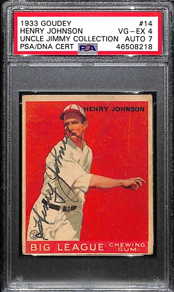 1933 Goudey Henry Johnson #14 PSA 4 (Autograph Grade 7).  Pop 1 - Highest Grade Example! (d. 1982)