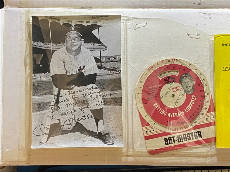 RARE 1964-65 Mickey Mantle Bat Master Set w. Mantle Photo, Batting Average Calculator, & Hitting Pamphlet