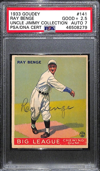1933 Goudey Ray Benge #141 PSA 2.5 (Autograph Grade 7) - Only 2 Graded Higher of 12 PSA Examples, d. 1997