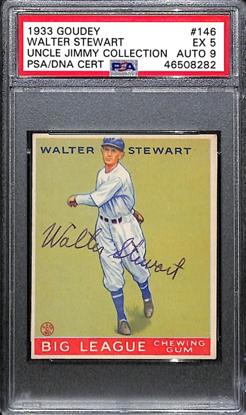 1933 Goudey Walter Lefty Stewart #146 PSA 5 (Autograph Grade 9) -  - Pop 1 (Highest Grade of Only 4 PSA Examples), d. 1974