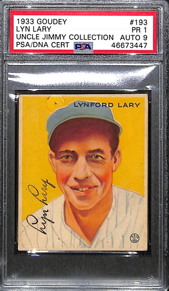 1933 Goudey Lyn Lary #193 PSA 1 (Autograph Grade 9) - Only 2 of 6 PSA Examples Graded Higher! d. 1973