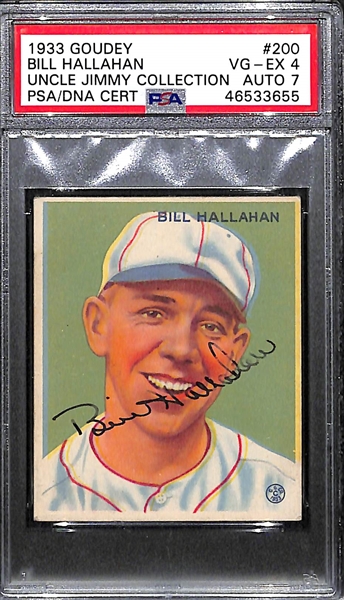 1933 Goudey Bill Hallahan #200 PSA 4 (Autograph Grade 7) - Pop 1 (Highest Grade of 7 PSA Examples!), d. 1981