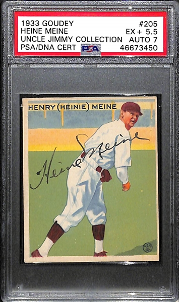 1933 Goudey Heine Meine #205 PSA 5.5 (Autograph Grade 7) - Pop 1 (Highest Grade of 3 PSA Examples and Only Non-Authentic!), d. 1968