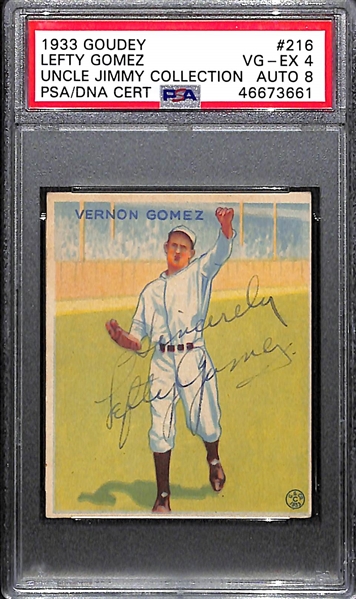 1933 Goudey Lefty Gomez (HOF) #216 PSA 4 (Autograph Grade 8) - Only 2 PSA Examples Graded Higher! d. 1989