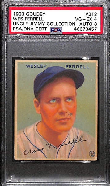 1933 Goudey Wes Ferrell #218 PSA 4 (Autograph Grade 8) - Only 2 of 8 PSA Examples Graded Higher, d. 1976
