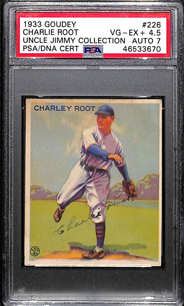 1933 Goudey Charlie Root #226 PSA 4.5 (Autograph Grade 7) - Pop 1 (Highest Grade of 3 PSA Examples, Other Authentic!), d. 1970
