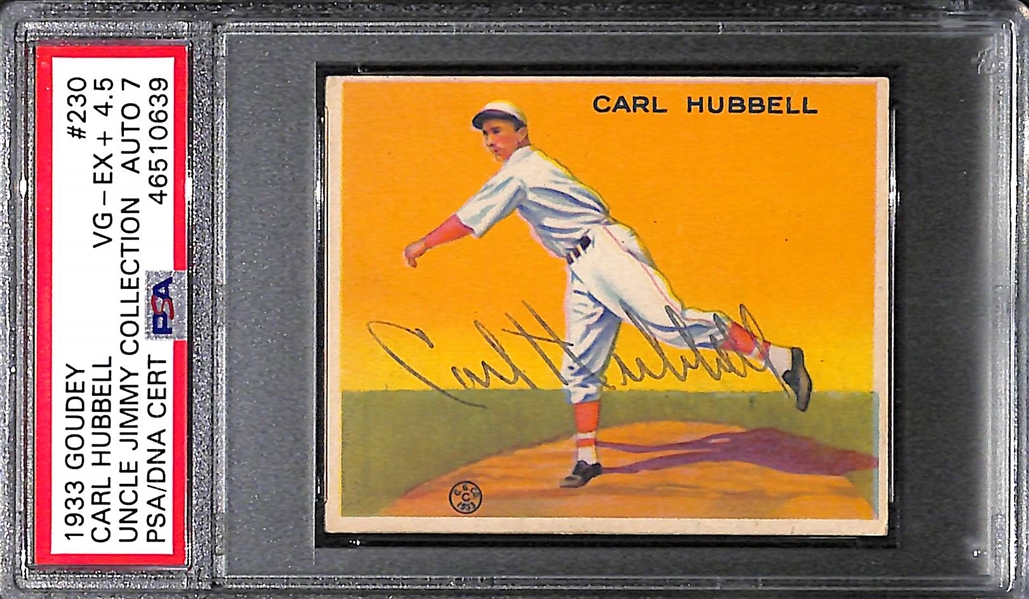 1933 Goudey Carl Hubbell (HOF) #230 PSA 4.5 (Autograph Grade 7) - Only 1 Graded Higher! d. 1988