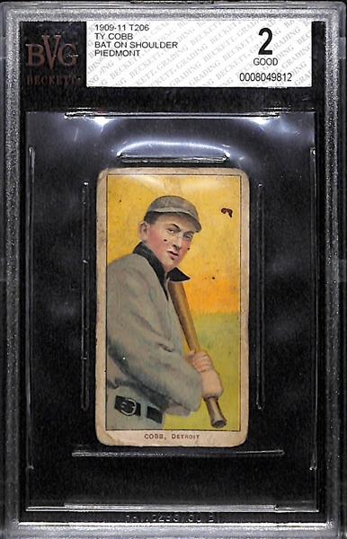 1909-11 T206 Ty Cobb Bat on Shoulder Tobacco Card (Piedmont Back) Graded Beckett BVG 2