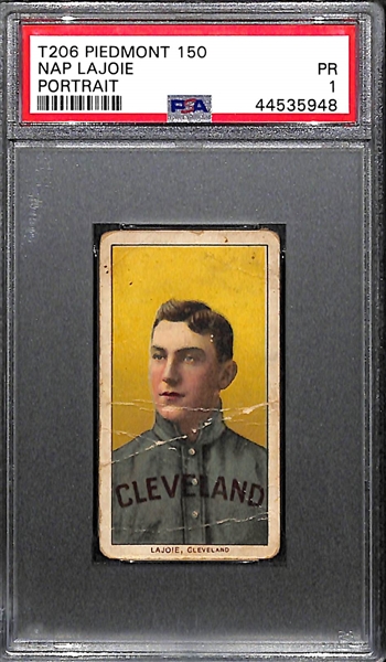 1909-11 T206 Nap Lajoie Portrait Tobacco Card (Piedmont 150 Back) Graded PSA 1