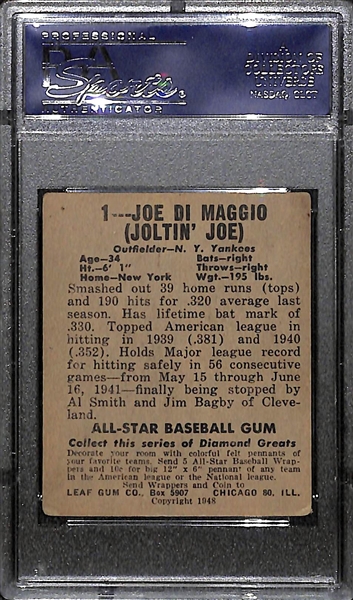 1948 Leaf Joe DiMaggio #1 Graded PSA 2