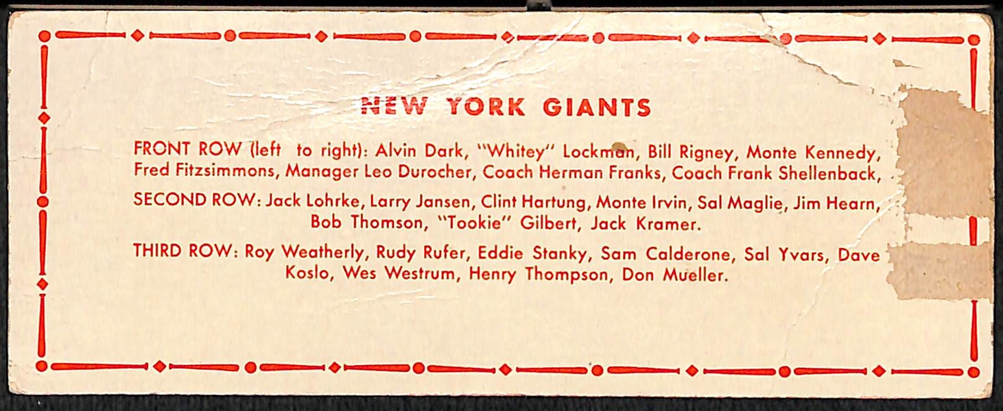 1951 Topps New York Giants Team Card (Not Dated) - Rare