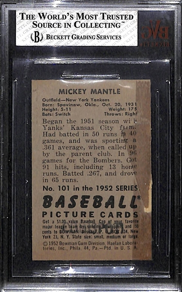 1952 Bowman Mickey Mantle #101 Graded BVG 1