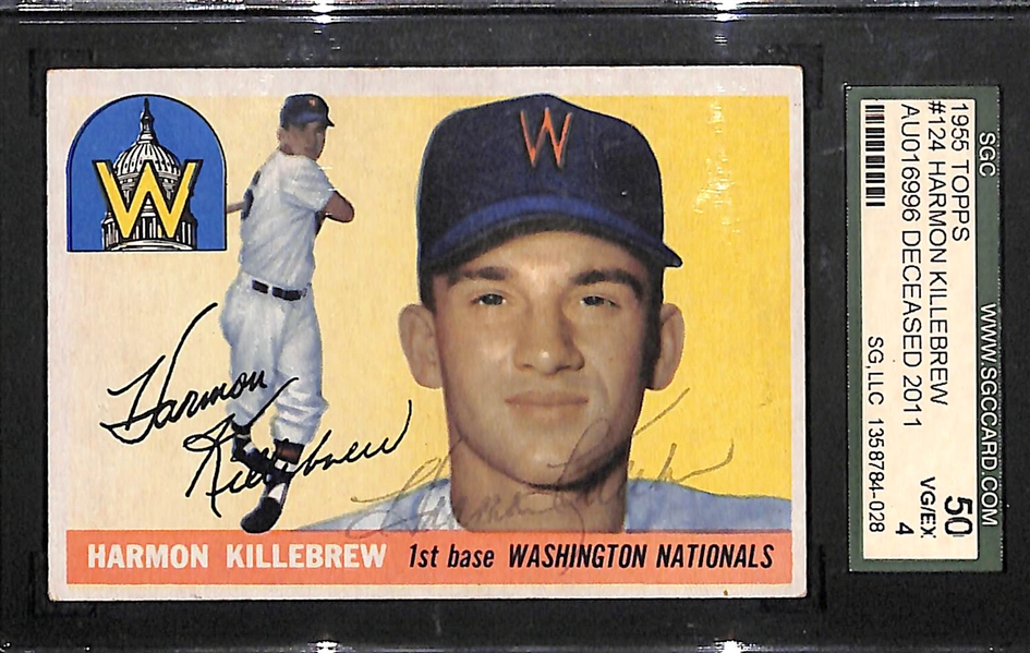 1955 Topps Signed Harmon Killebrew Rookie Card #124 - Card Graded SGC 4