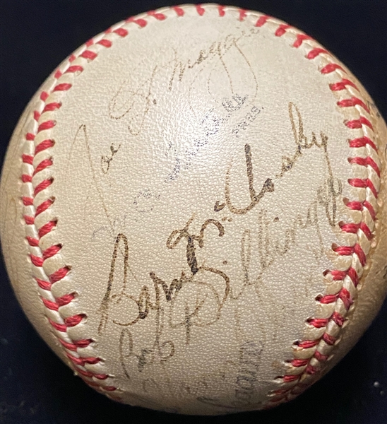 Joe DiMaggio Signed Pacific Coast League Baseball - 18 Autographs w. DiMaggio, Pee Wee Reese, Red Ruffing, Hugh Casey, Virgil Trucks, Johnny Mize, Joe Gordon, McCosky, +