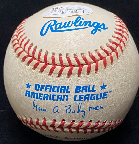Kirby Pucket Single-Signed OAL Baseball w/ Rare HOF 2001 Inscription (JSA LOA) - Signature is Light