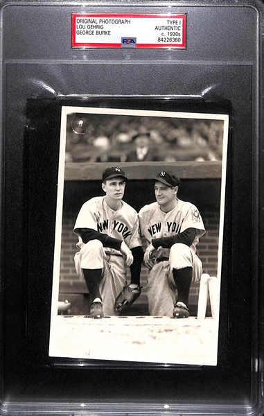 Original 1930s Lou Gehrig and Babe Dahgren Type 1 Photo  (4x6) From George Burke - PSA/DNA Slabbed - George Burke Stamp on Back