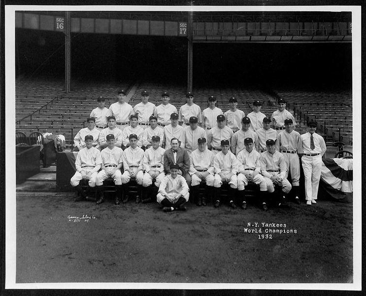 1932 New York Yankees Team Type 2 Photo  (8x10) c. 1960s of the Classic 1932 Cosmo-Sileo Photo - PSA/DNA Letter of Authenticity