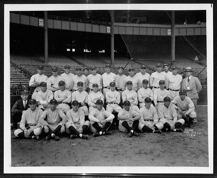 1926 New York Yankees Team Type 2 Photo  (8x10) c. 1960s of the Classic 1926 Cosmo-Sileo Photo - PSA/DNA Letter of Authenticity