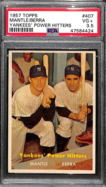 1957 Topps Mickey Mantle & Yogi Berra #407 Yankees Power Hitters PSA 3.5