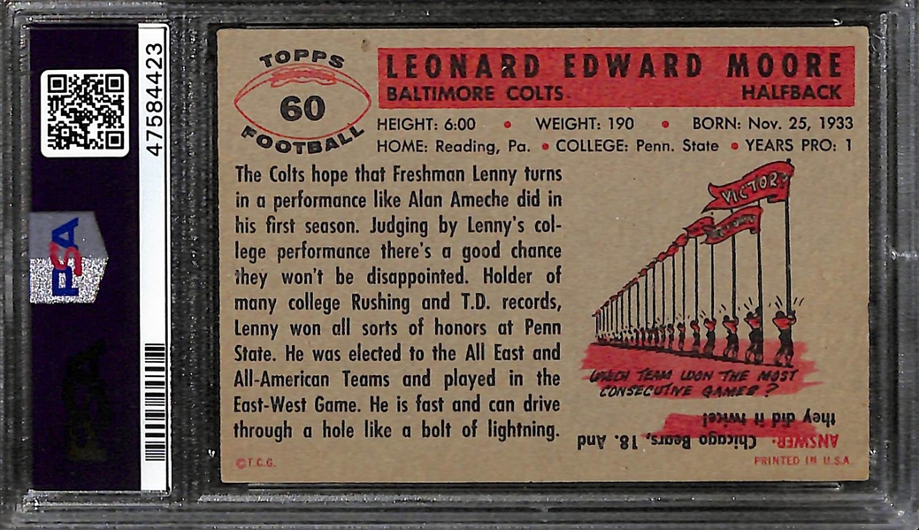1956 Topps Football Lenny Moore Rookie Card (#60) PSA 6