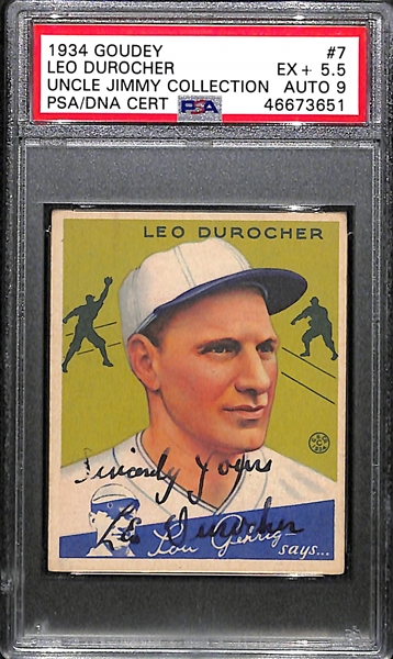 1934 Goudey Leo Durocher (HOF) #7 PSA 5.5 (Autograph Grade 9) - Only 1 of 11 Examples Graded Higher! d. 1991