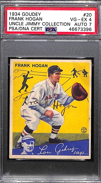 1934 Goudey Frank Shanty Hogan #20 PSA 4 (Autograph Grade 7) - None Graded Higher (Pop 2, Only 3 PSA Examples Exist), d. 1967
