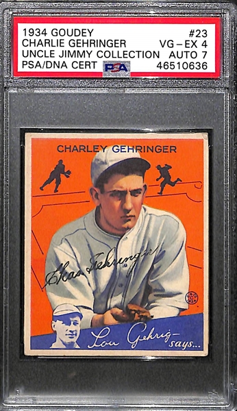 1934 Goudey Charlie Gehringer (HOF) #23 PSA 4 (Autograph Grade 7) - Only 1 PSA Example is Graded Higher! d. 1993