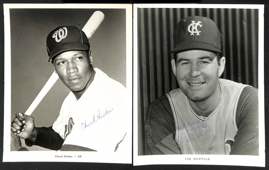 Lot of (8) Signed 1960s Baseball Photos Inc. (2) Simmons, Hinton, Gentile, (2) F. Thomas, Drabowski, Malzone