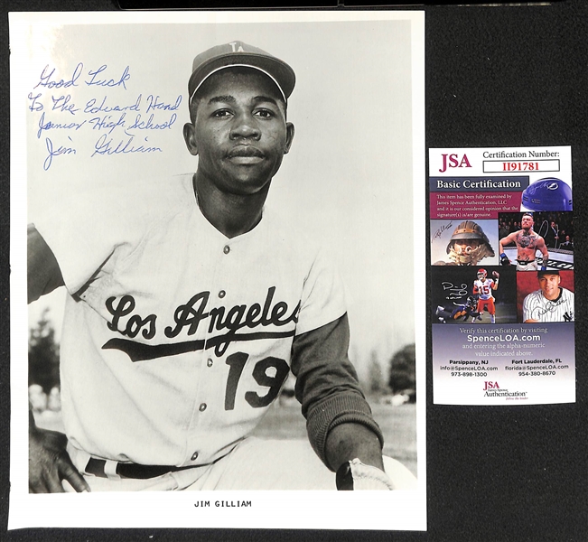 Lot of (6) Signed 1960s Baseball Signed Photos - Gilliam, B. Robinson, Bauer, Brandt, Barber, Colavito 
