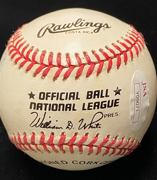 Hank Aaron and Willies Mays Signed Rawlings Official NL Baseball (JSA LOA)