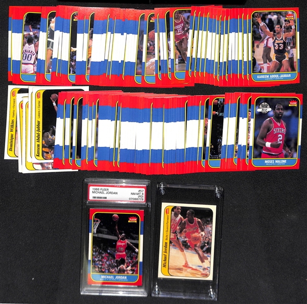  1986-87 Fleer Basketball Complete Set & Complete Sticker Set w. Michael Jordan Rookie #57 - PSA 8 (PD)