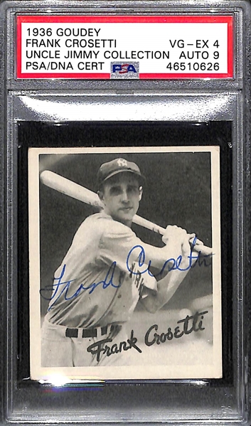 1936 Goudey Frank Crosetti PSA 4 (Autograph Grade 9) - Pop 1 (Only 2 Ever PSA Graded)