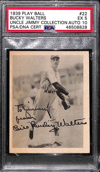1939 Play Ball Bucky Walters #22 PSA 5 (Autograph Grade 10) - Pop 2 - None Graded Higher