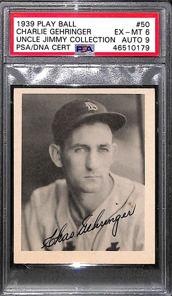 1939 Play Ball Charlie Gehringer #50 PSA 6 (Autograph Grade 9) - Pop 1 (Highest Grade - Only 5 PSA Examples Exist)