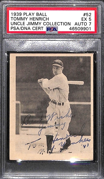1939 Play Ball Tommy Henrich #52 PSA 5 (Autograph Grade 7) - Pop 1 (Highest Grade, Only 5 PSA Examples Exist)