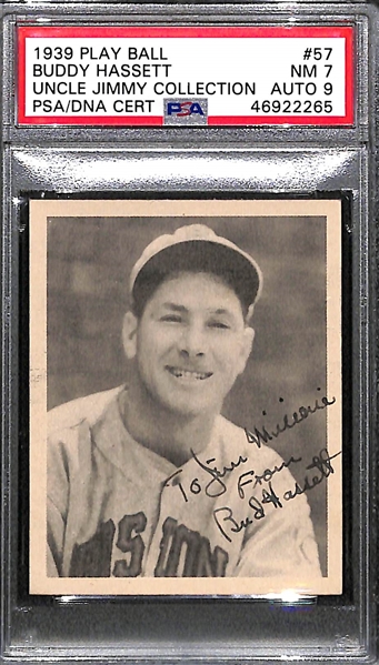 1939 Play Ball Buddy Hassett #57 PSA 7 (Autograph Grade 9) - Pop 1 (Only 3 PSA Examples Exist)