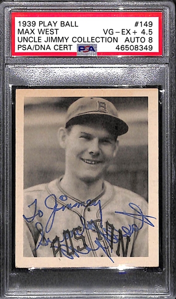 Rare (1/1) 1939 Play Ball Max West #149 PSA 4.5 (Autograph Grade 8) - ONLY ONE PSA EXAMPLE EXISTS! Pop 1.