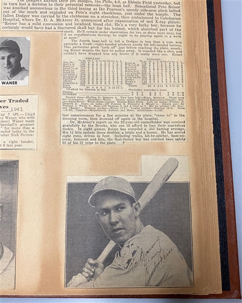 1941 Baseball Scrapbook from Uncle Jimmy Collection w. Autographs of Pete Reiser and Babe Dahlgren