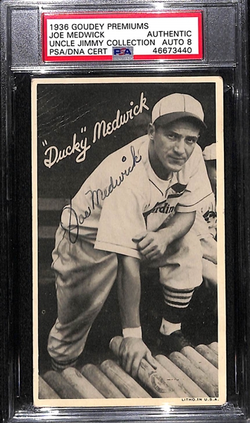 1936 Goudey Premiums Joe Medwick PSA Authentic (Autograph Grade 8)