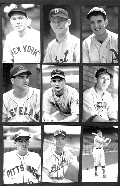 Lot of (80) 1950s-1960s Baseball Real Photo Postcards Off Original Negatives - w. Boudreau, Cronin, Dickey, + (From George Burke/George Brace)